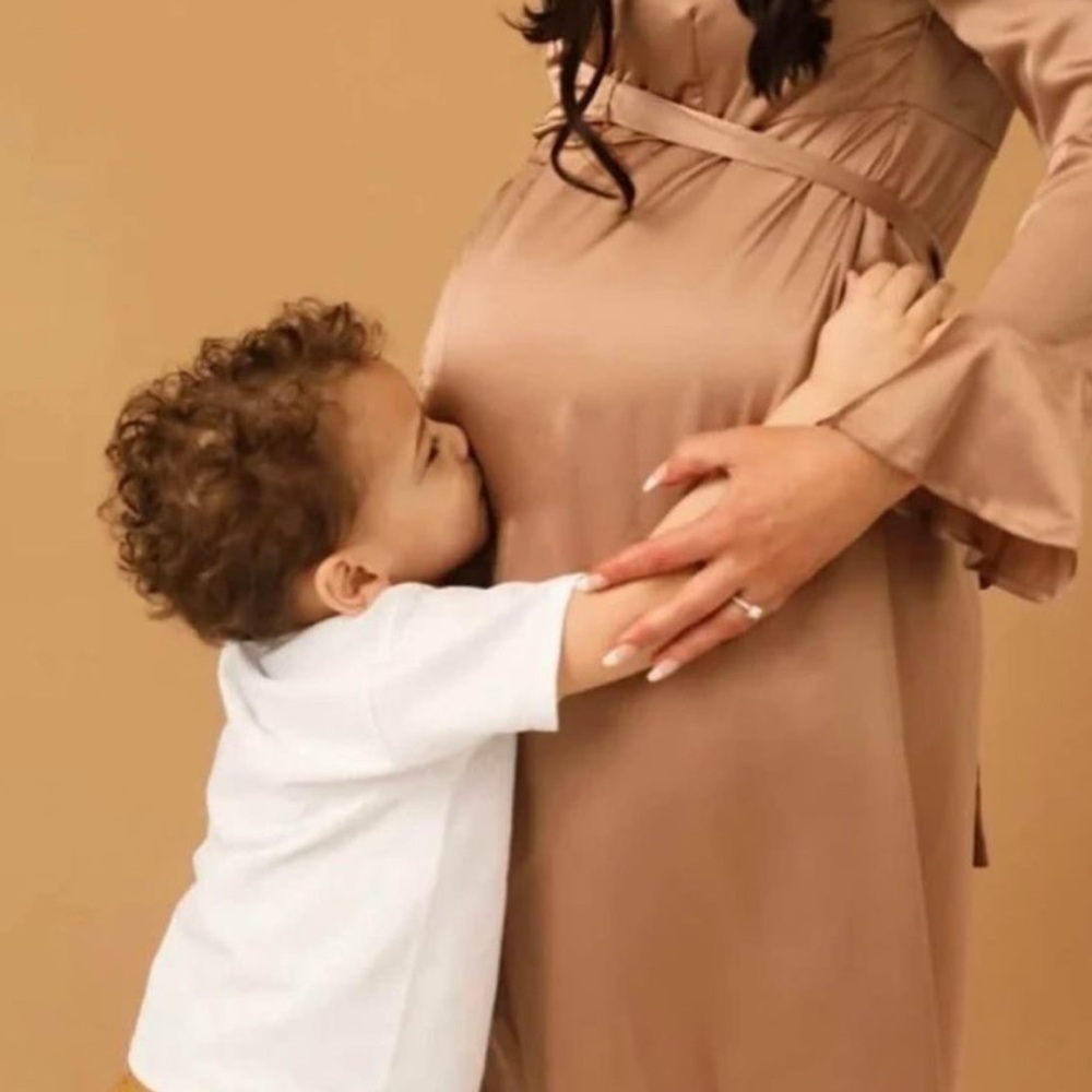 Maternity Wrap Dress in Taupe